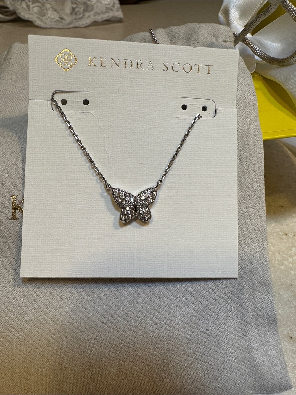 Kendra Scott Silver Crystal Butterfly Necklace - Picture 2 of 6